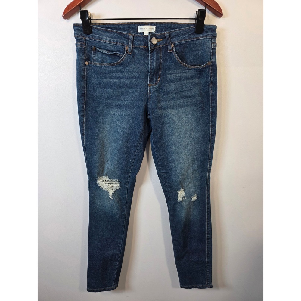 Kendall & Kylie Womens Medium Wash Distressed Skinny Jeans Size 9/10